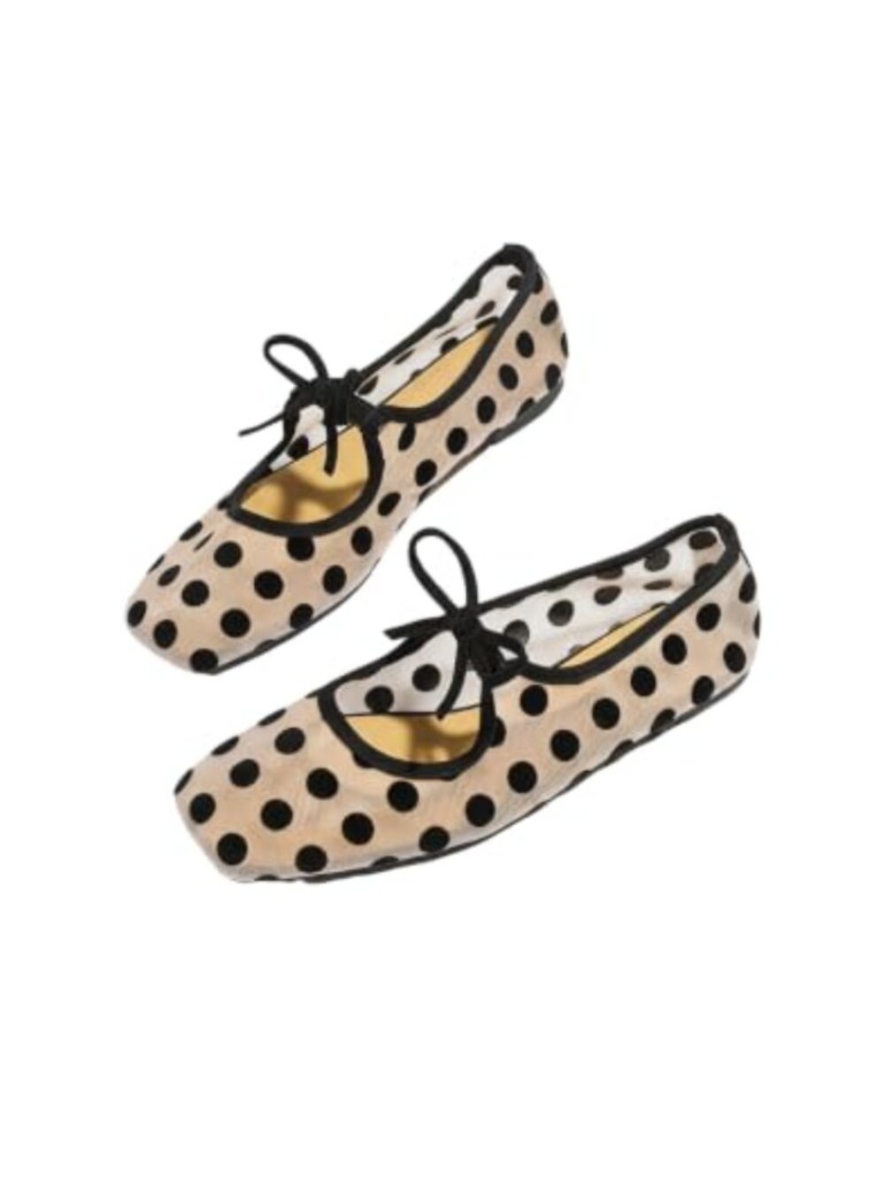 Milumia Mesh Ballet Flats Lace Up Bow Square Toe Comfortable Ballerina